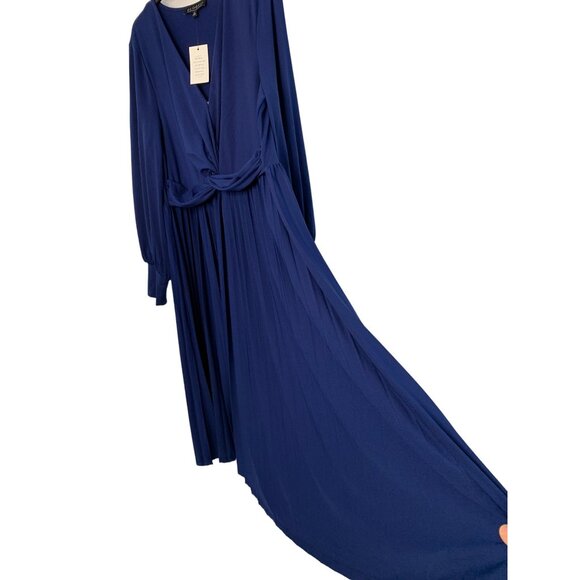 Eloquii Women's Blue Twist Front Long Sleeve Dress Size 16 NWT 7242 Midi Pleat - Picture 7 of 9